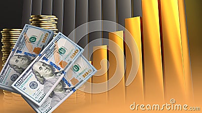 3d money banknotes Cartoon Illustration