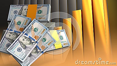 3d money banknotes Cartoon Illustration