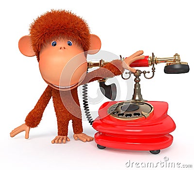 3d monkey with phone Stock Photo