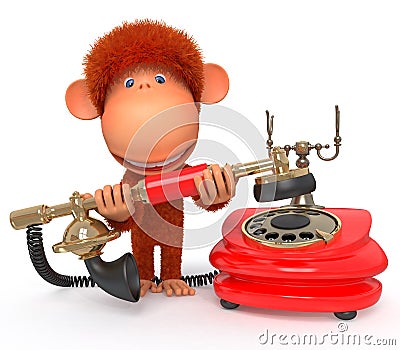 3d monkey with phone Stock Photo