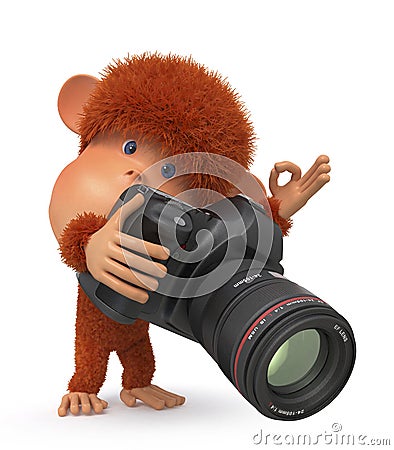 3d monkey photographer Stock Photo