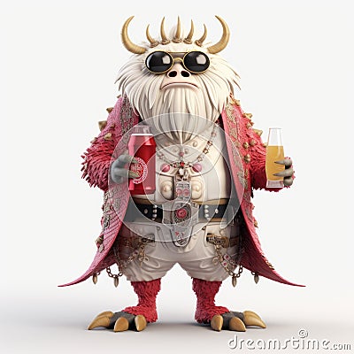 High-quality 3d Monster Fashion In Imperial Ipa On White Background Stock Photo