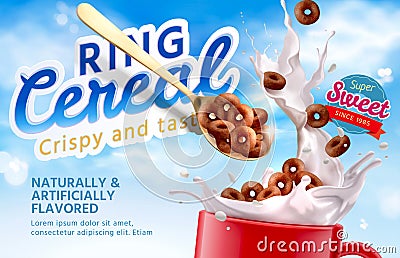 3d morning ring cereal banner ad Vector Illustration