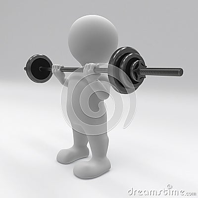 3D Morph Man exercising with gym weights Stock Photo