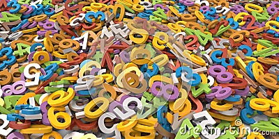 3D multi colour pile of alphabet letters on white background Stock Photo