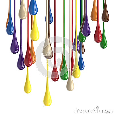 3D multicolor colorful glossy paint drop blobs Stock Photo
