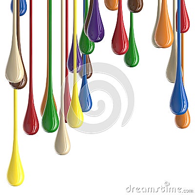 3D multicolor colorful glossy paint drop blobs Stock Photo