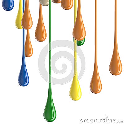 3D multicolor colorful glossy paint drop blobs Stock Photo