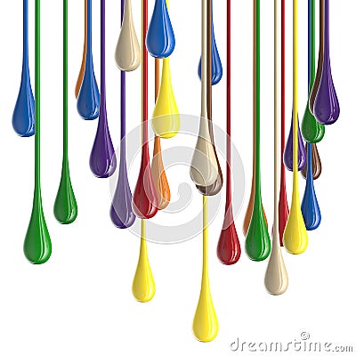 3D multicolor colorful glossy paint drop blobs Stock Photo