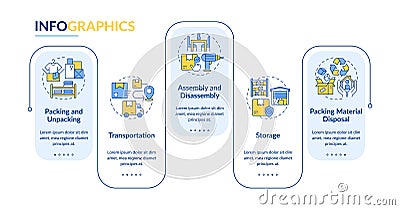 2D multicolor moving service layout with linear icons Vector Illustration