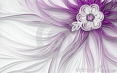 3d mural wallpaper pink, purple decoration Abstract fractal fantastic flower background Stock Photo