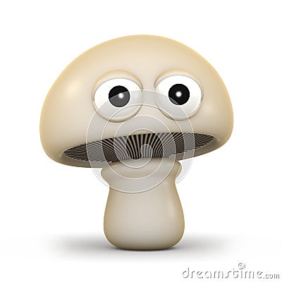 3d Mushroom looks startled Stock Photo