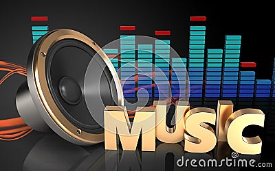 3d music sign spectrum Cartoon Illustration