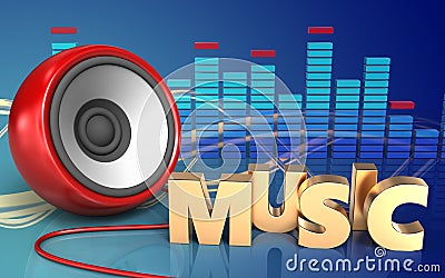 3d music sign spectrum Cartoon Illustration