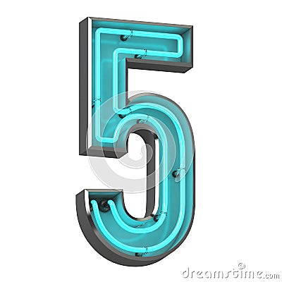 3d neon number five Stock Photo