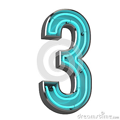 3d neon number three Stock Photo