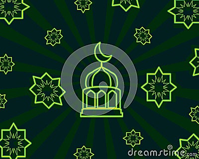 3d neon Ramadan Kareem ray page Vector Illustration