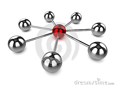 3d Network of steel balls Stock Photo