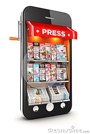 3d newsstand smartphone Stock Photo