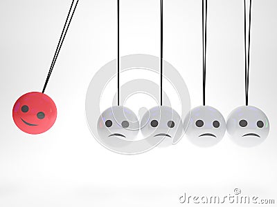 3d Newtons cradle with happy face Stock Photo