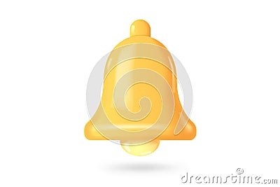 3d notification bell icon. 3d render yellow ringing bell Vector Illustration