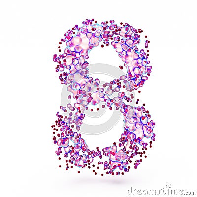 3D Number 8 with abstract biological texture Stock Photo