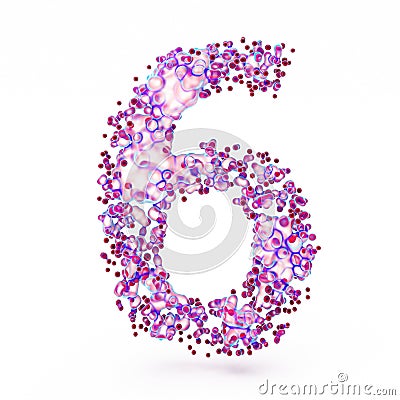 3D Number 6 with abstract biological texture Stock Photo