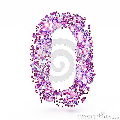 3D Number 0 with abstract biological texture Stock Photo