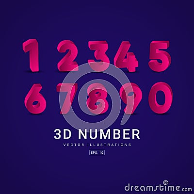 3 D Number Label Vector Template Design Illustration Vector Illustration