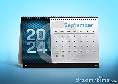 September 2024 Calendar Isolated on blue background with space for copy Stock Photo