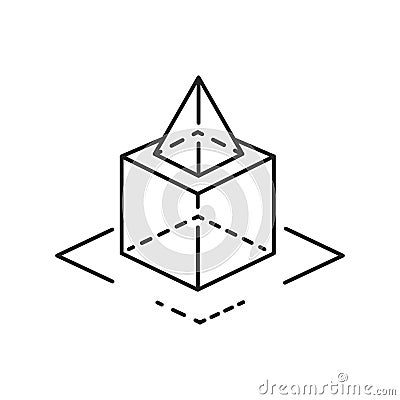 3D objects black line icon. AR and VR. Pictogram for web page, mobile app, promo. UI UX GUI design element. Editable stroke Stock Photo