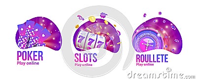 Casino objects logo place for text Vector Illustration