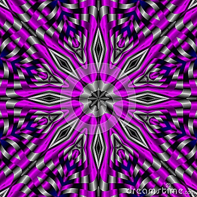3d octagonal violet silver pattern Stock Photo