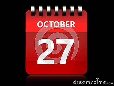 3d 27 october calendar Cartoon Illustration