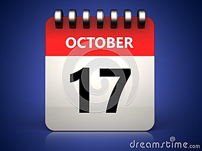 3d 17 october calendar Cartoon Illustration