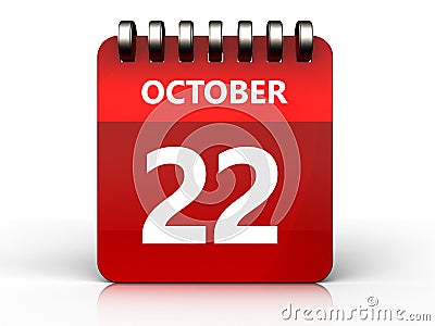 3d 22 october calendar Cartoon Illustration