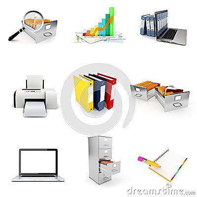 3d office elements set Stock Photo