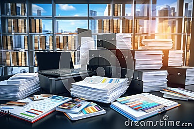 The 3D Office: Organize Business Documents with Paper, Folders, and Passports for Efficient Information Management and Educatio Stock Photo