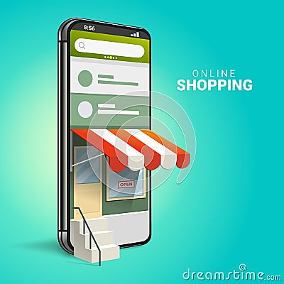 3D Online Shopping concept promotion Vector Illustration