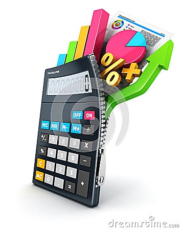 3d open calculator Stock Photo