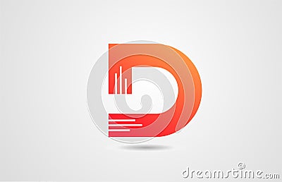 D orange alphabet letter logo icon design template for corporate business Vector Illustration