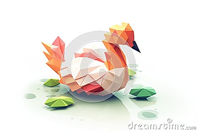 3d origami swan on a white tabletop Stock Photo