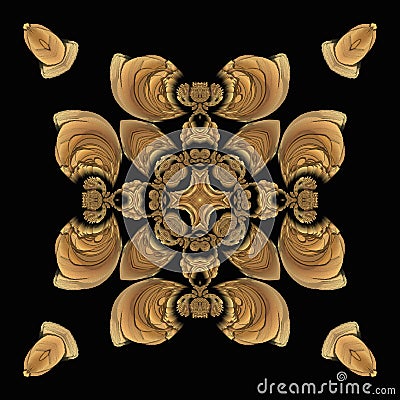 3D ornate creative design wood texture details dark background Stock Photo