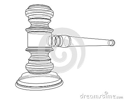 3D outline gavel. Vector rendering of 3d Vector Illustration