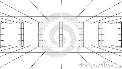 3D outline interior. Vector Vector Illustration