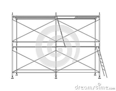3D outline scaffold. Vector rendering of 3d Vector Illustration