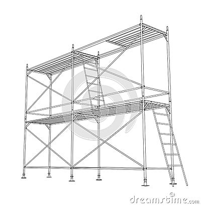 3D outline scaffold. Vector rendering of 3d Vector Illustration