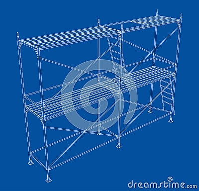 3D outline scaffold. Vector rendering of 3d Vector Illustration