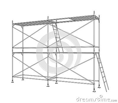 3D outline scaffold. Vector rendering of 3d Vector Illustration