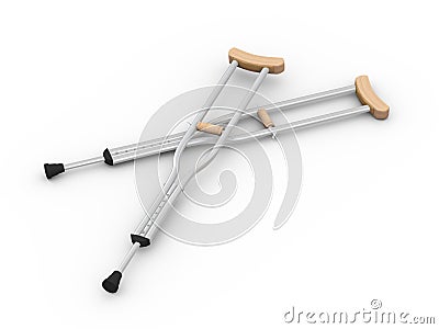 3d pair of orthopedic equipment crutches Cartoon Illustration